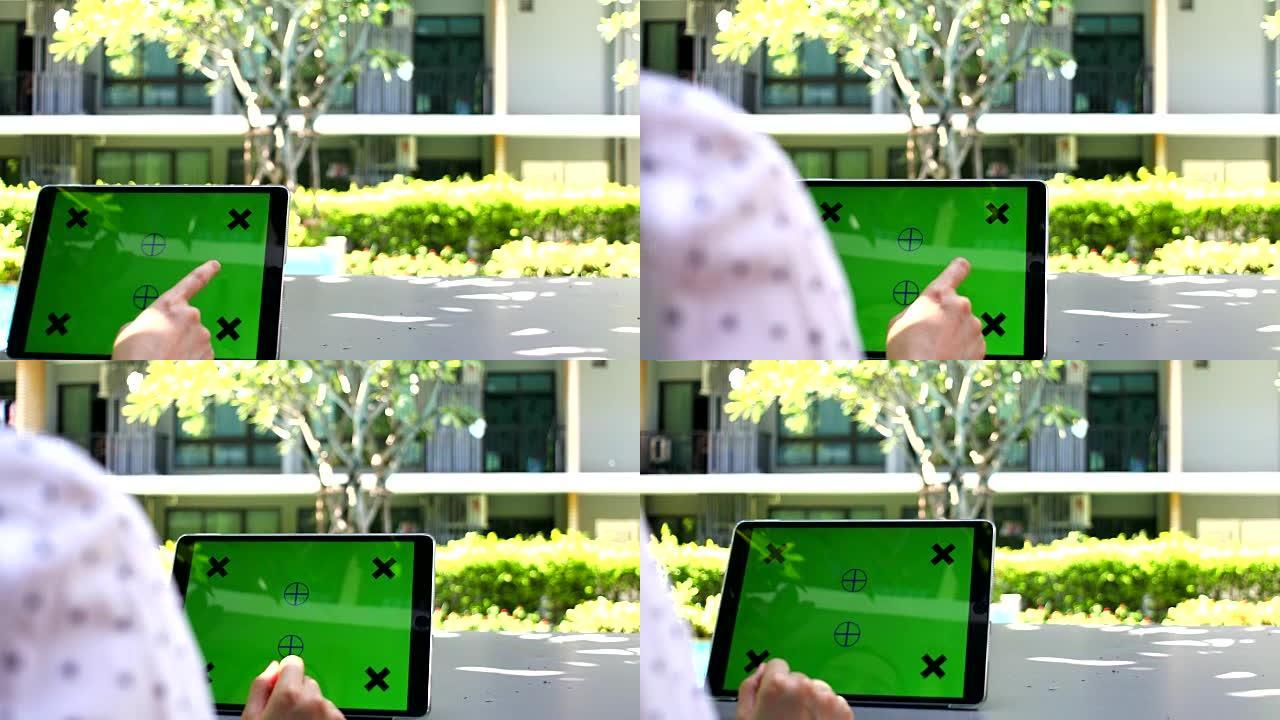 东南亚手触摸平板电脑绿屏