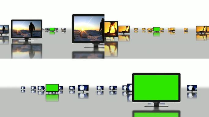 电视和色度键显示器矩阵大量屏幕绿屏抠图转