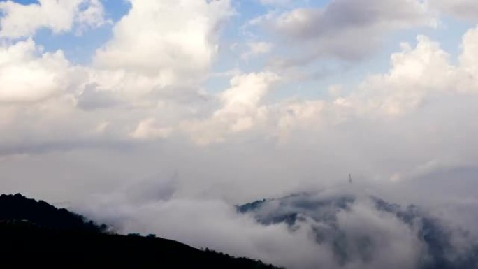 4k时间流逝云天森林山地运动准时