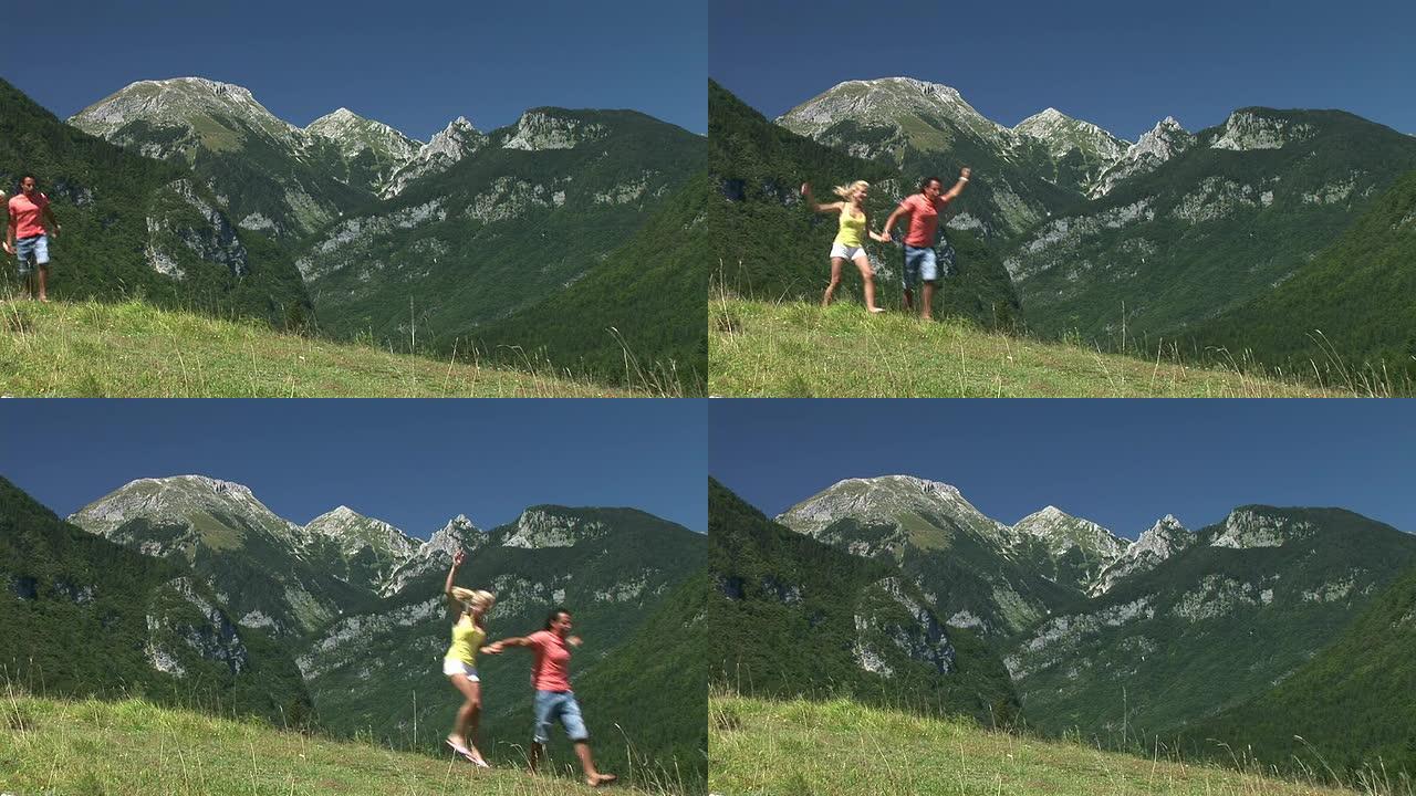 高清: 在草地上跳来跳去