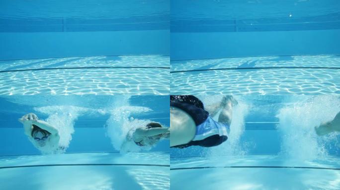 游泳运动员跳入水中