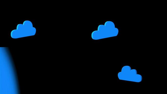 黑色上的蓝色云计算图形