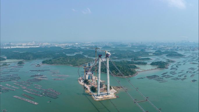 航拍广西超级工程“龙门大桥”