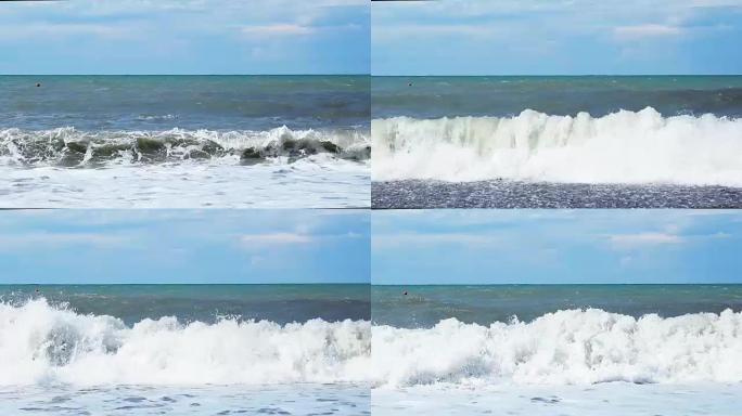 暴风雨过后的早晨，海浪在海里