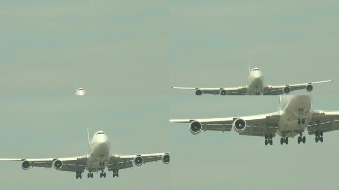 即将降落的波音747巨型飞机