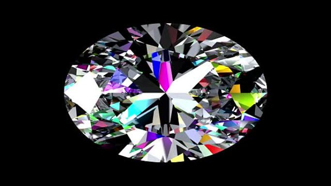 虹彩钻石椭圆形。循环。阿尔法哑光。3D动画