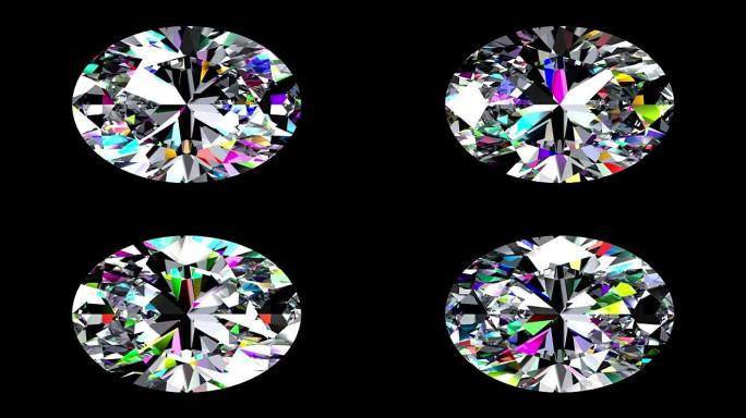 虹彩钻石椭圆形。循环。阿尔法哑光。3D动画