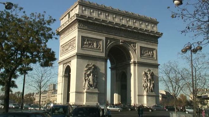 (HD1080i)巴黎:凯旋门交通，跳跃通道