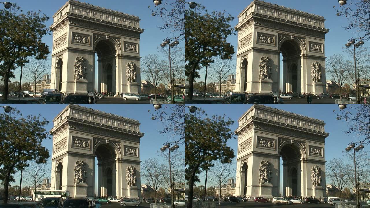 (HD1080i)巴黎:凯旋门交通，跳跃通道
