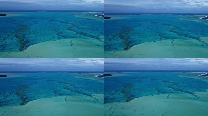 南太平洋珊瑚礁泻湖的鸟瞰图