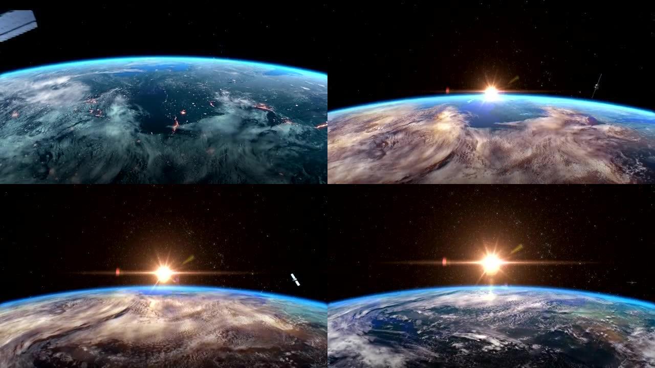 现代卫星正在绕地球运行