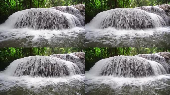 美丽的森林瀑布4K镜头，帕达瀑布