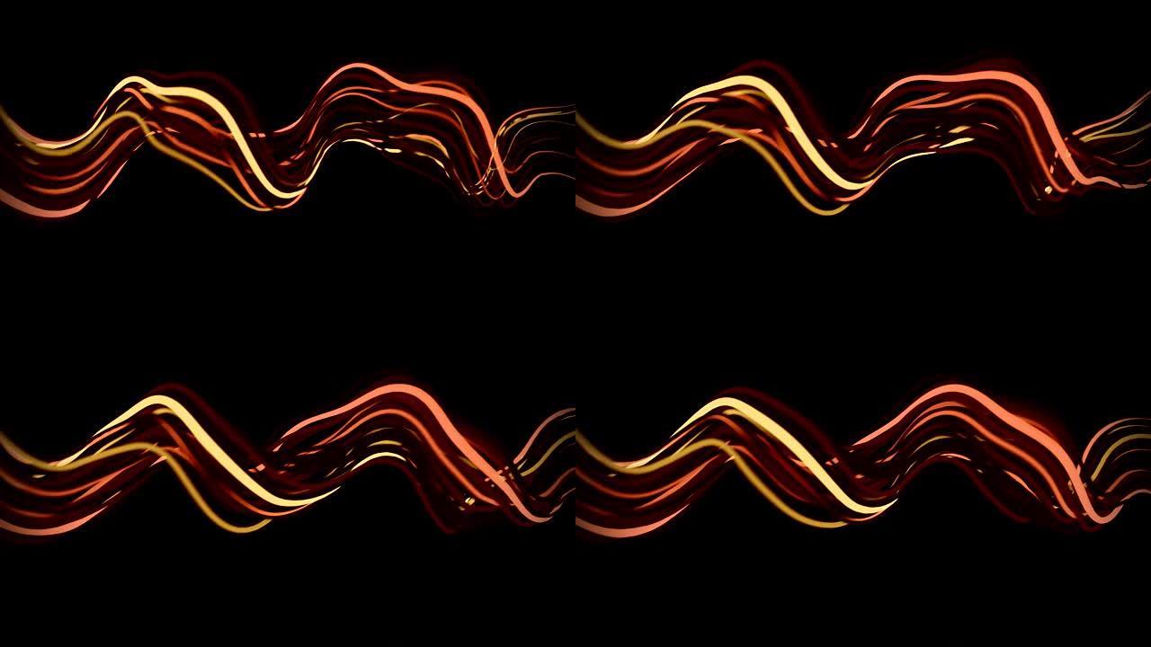 4k抽象霓虹波浪线。