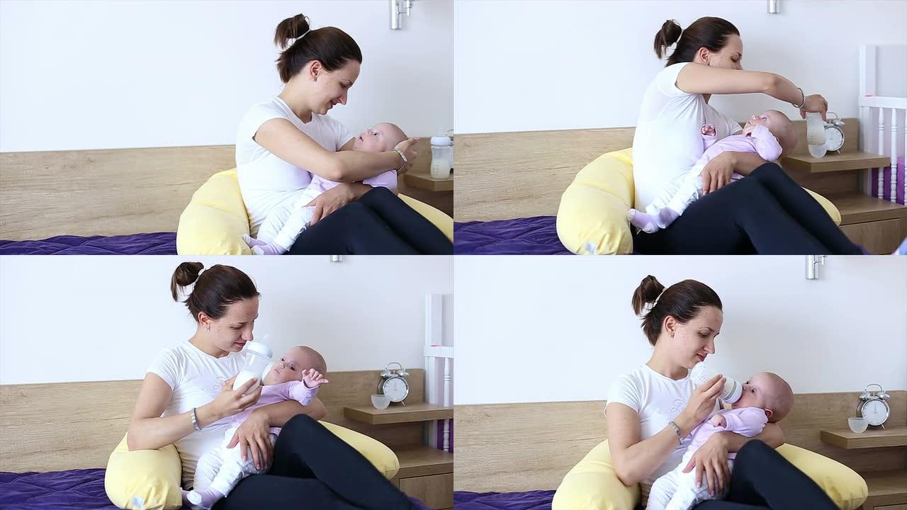HD：母亲用奶瓶喂养婴儿