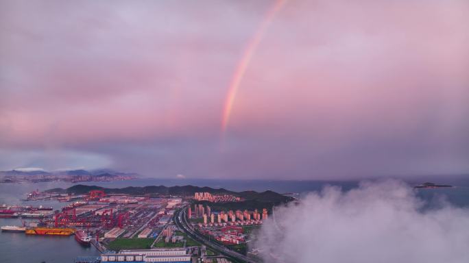 青岛西海岸雨后云海彩虹4K