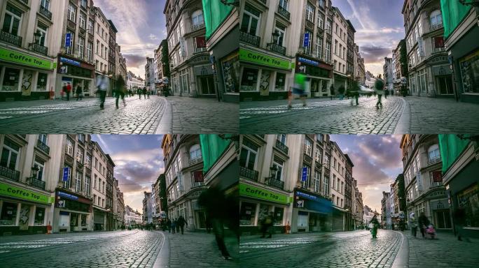高清时间-lapset: 布鲁塞尔大广场购物街的行人