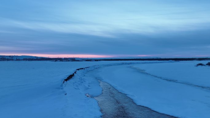 不冻河晚霞夕照