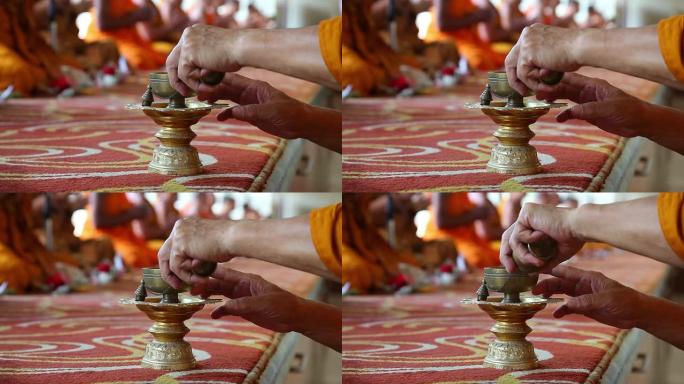 用于水在泰国婚礼传统人文文化信仰祈祷洗礼