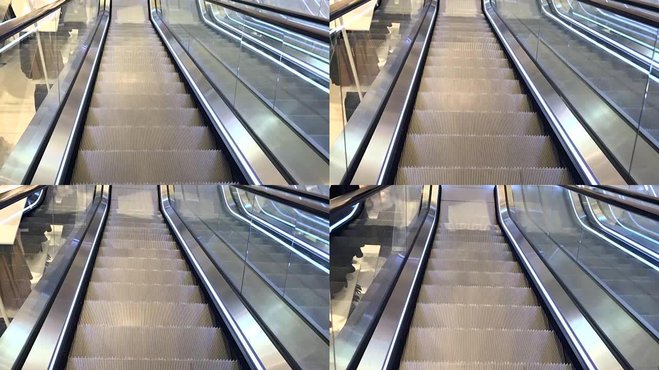 购物中心自动扶梯向下移动