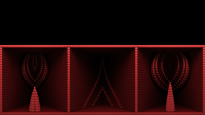 【裸眼3D】艺术红色方块韵律立体魔法盒子