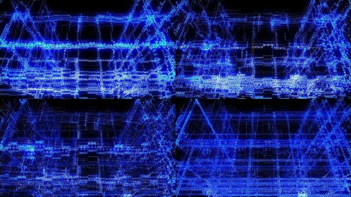 网络空间网络空间动画三维蓝色粒子线条