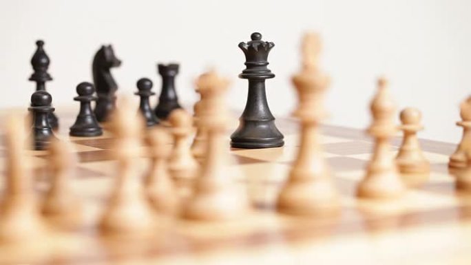 女王对国王将死国际象棋特写下象棋对弈