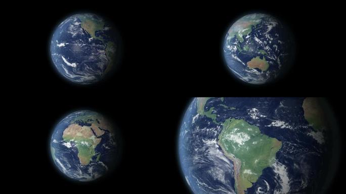以巴西为中心的地球360度旋转和变焦