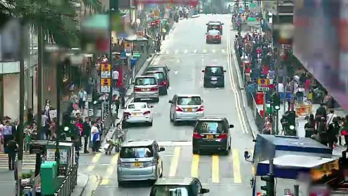 高清: 人群在香港中路行走。(延时)
