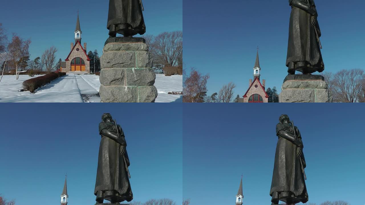新斯科舍省前大教堂的伊万杰琳历史雕像