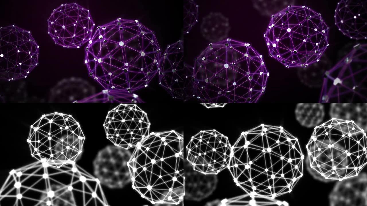 美丽的球状分子结构原子照明霓虹灯