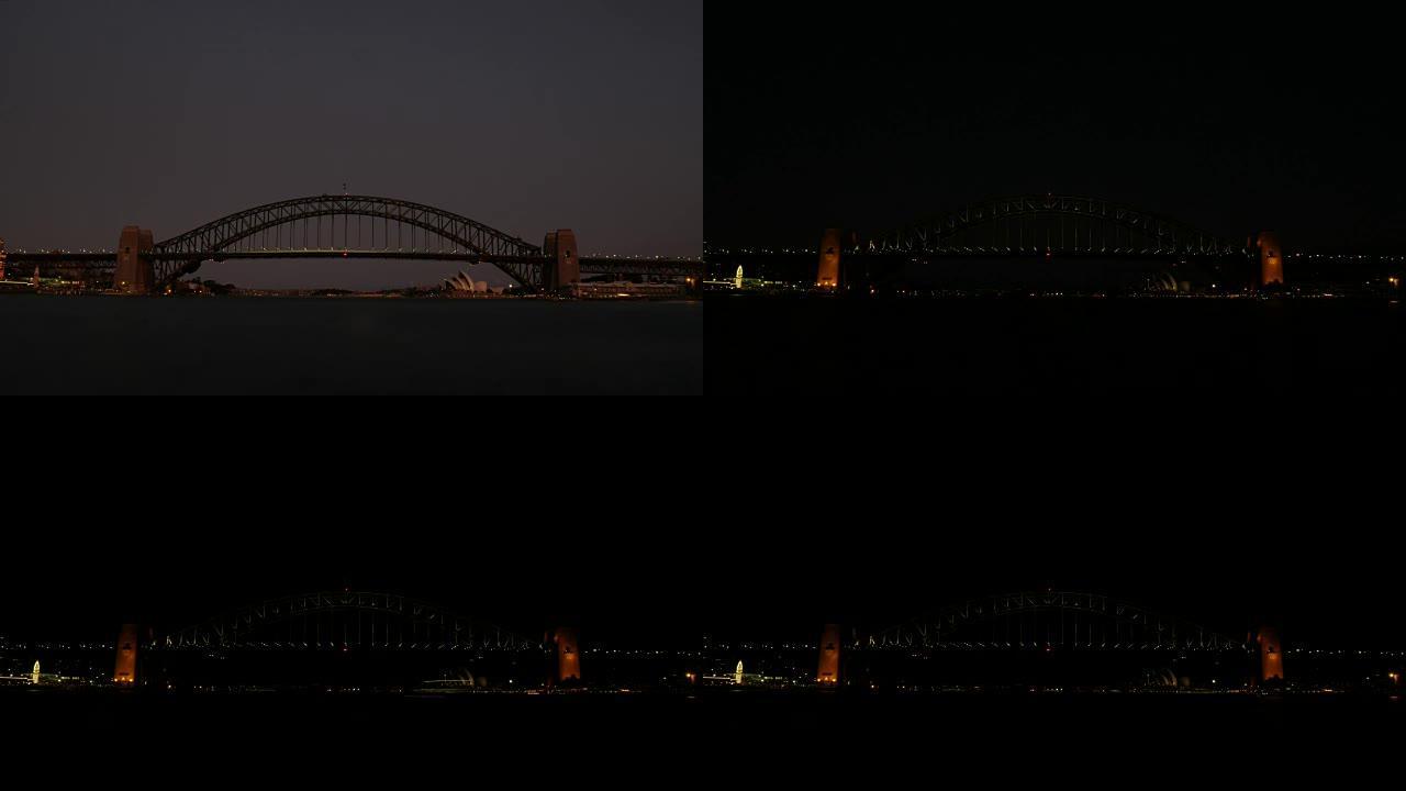 悉尼歌剧院和海港大桥延时日落4k