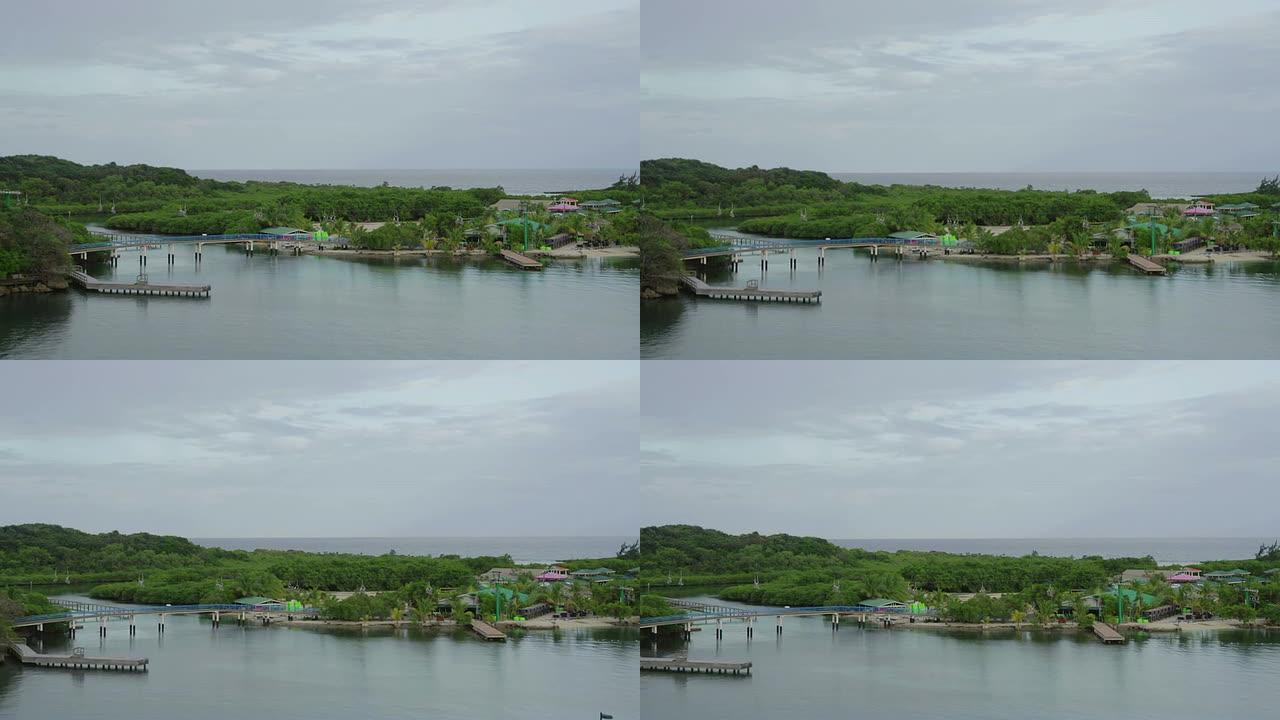洪都拉斯罗阿坦桃花心木湾，鸟瞰图