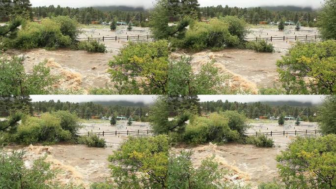 高清视频大汤普森河淹没科罗拉多州埃斯特斯公园