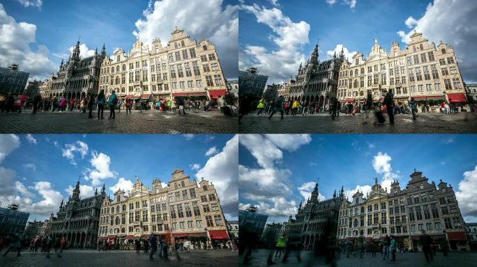 高清延时:比利时布鲁塞尔大广场的城市行人