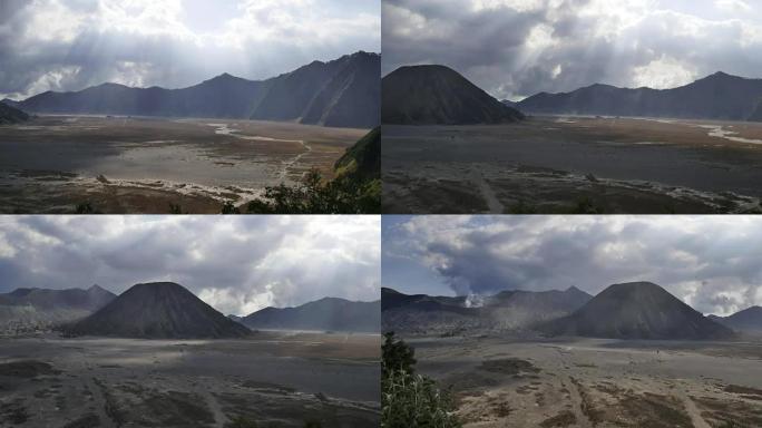 印度尼西亚布罗莫腾格尔塞梅鲁国家公园火山谷的云景时间流逝 (4k)