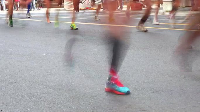 马拉松跑步音频腿部脚部特写动作奔跑活动
