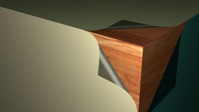 打开并显示木材内部的立方体表面
