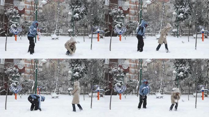 打雪仗滑雪场冰雪运动冬天冬季体育