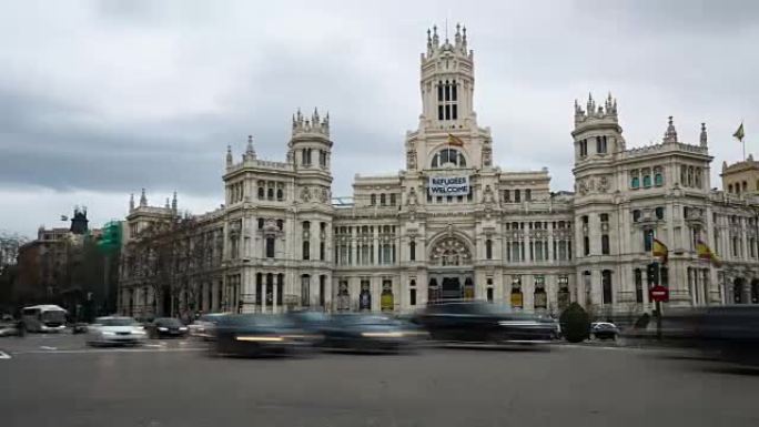 4K时间-Lapse: Cibeles来源的马德里交通