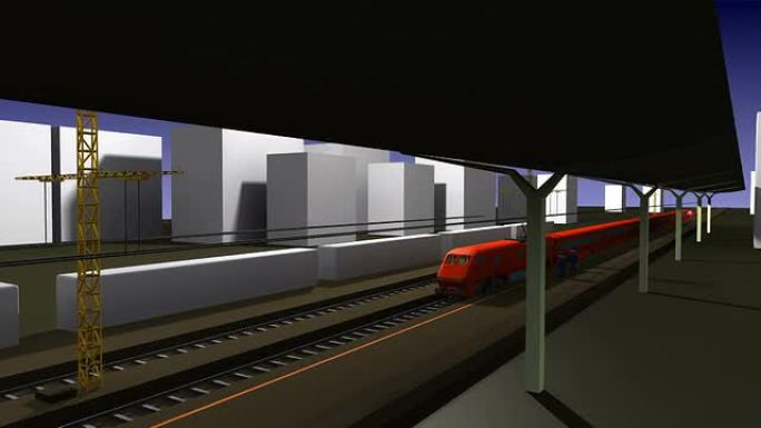 火车站场景动画的3D渲染