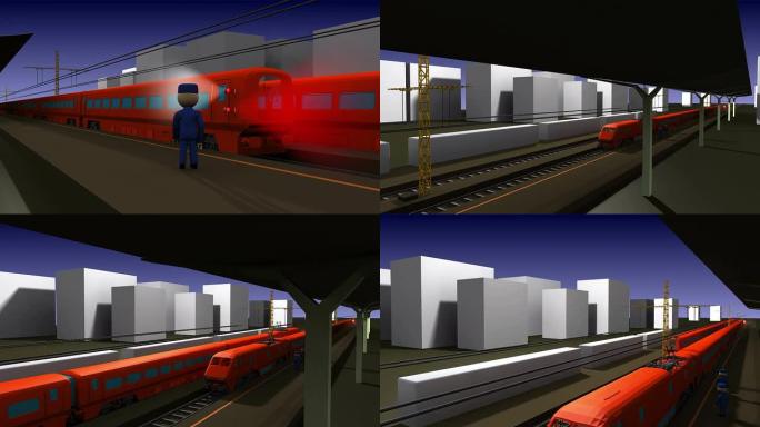 火车站场景动画的3D渲染