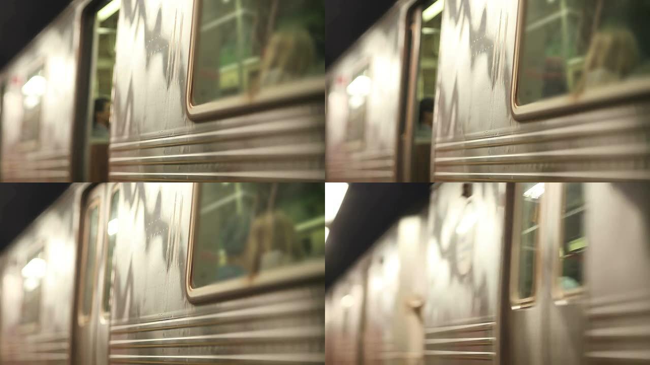 运动中的Subway倾斜移位镜头（选择性聚焦）