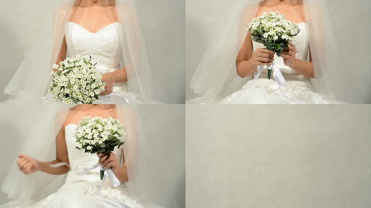 新娘和鲜花外国新娘手捧花结婚拍摄