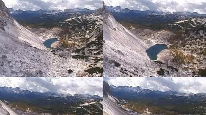 斯洛文尼亚的秋天，从空中，特里格拉夫湖