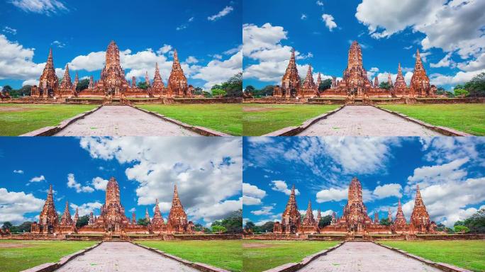 Chaiwatthanaram寺庙在泰国大城府历史公园测量。