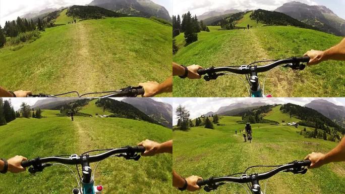 阿尔卑斯山上的山地自行车车载视频