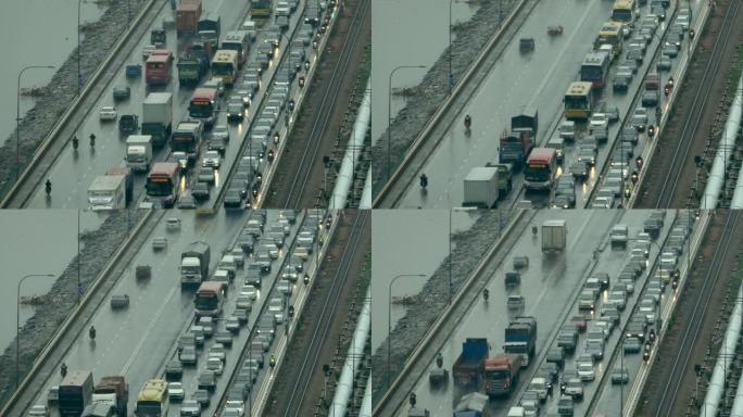 新加坡堤道大桥雨天的时间流逝