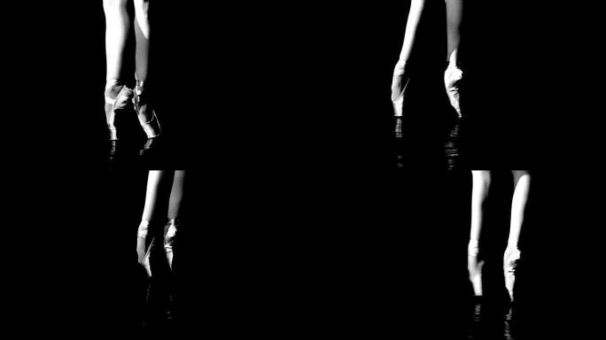 芭蕾舞艺术黑白影像脚尖站立高难度