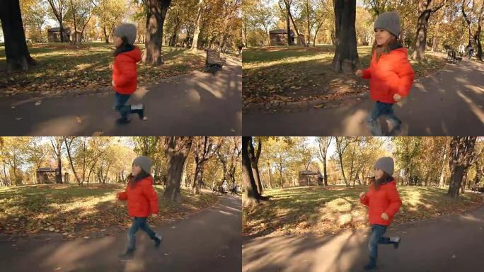 在公园玩耍的孩子-秋天的颜色