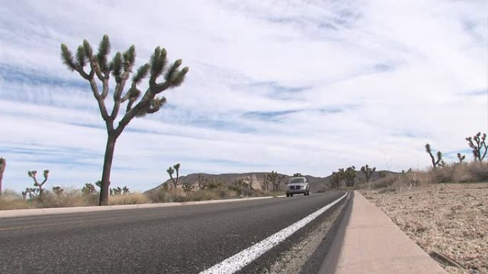 沙漠公路上的汽车种类